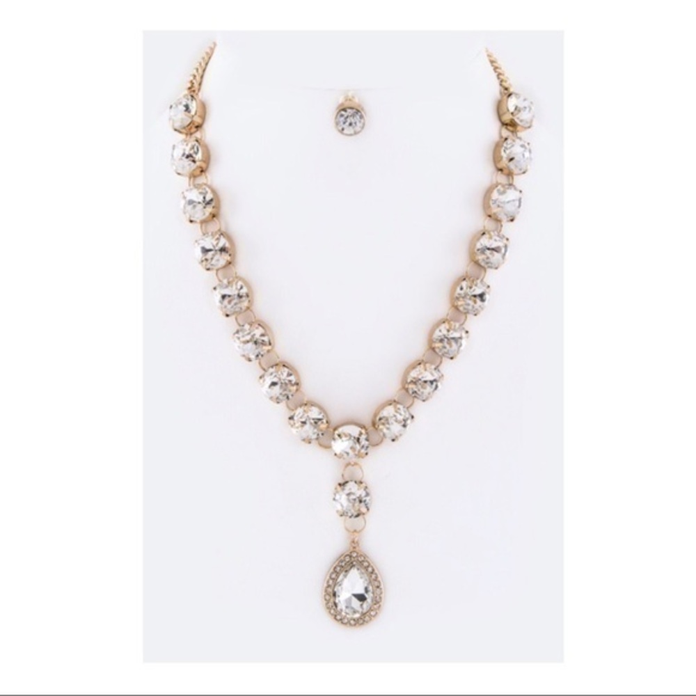 Crystal Teardrop  Necklace Set
